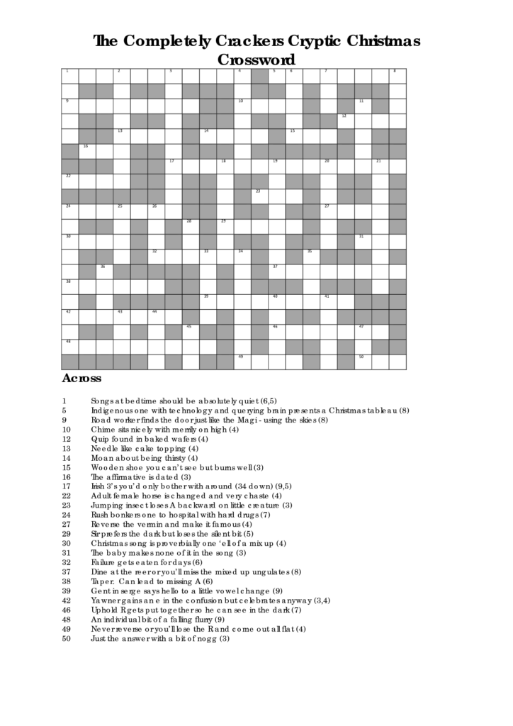 Printable Cryptic Crosswords Printable Template 2021