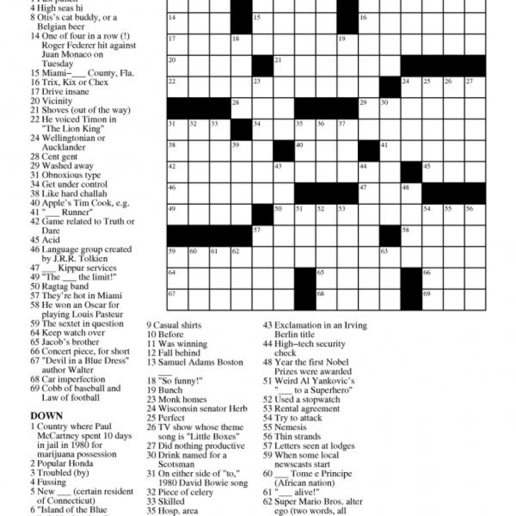 Free Daily Printable Crossword Puzzles January 2021
