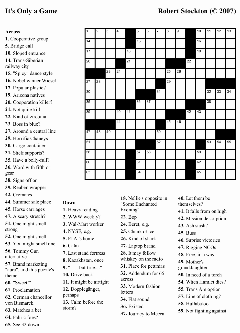 Crossword Puzzle Printable Daily