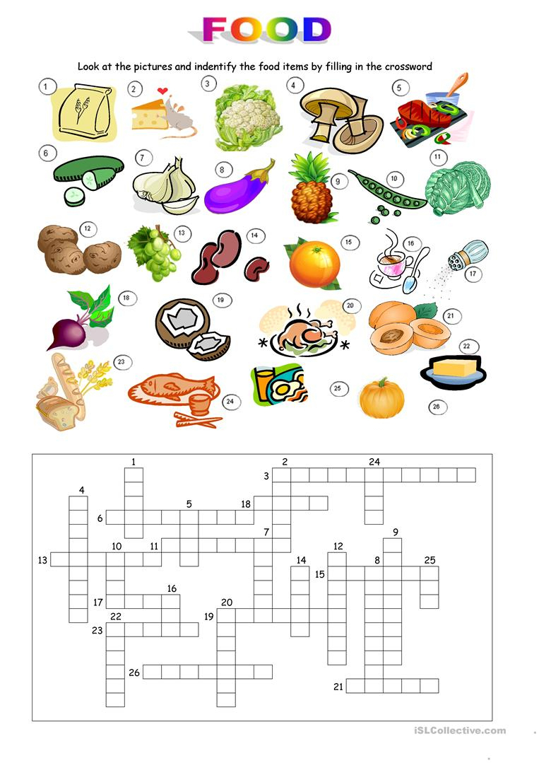 Food Crossword Puzzle Printable