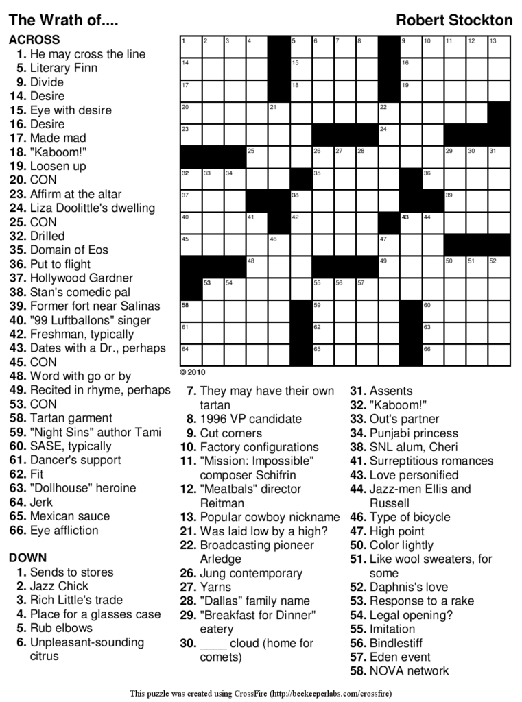 Printable Giant Crossword Puzzles Printable Crossword