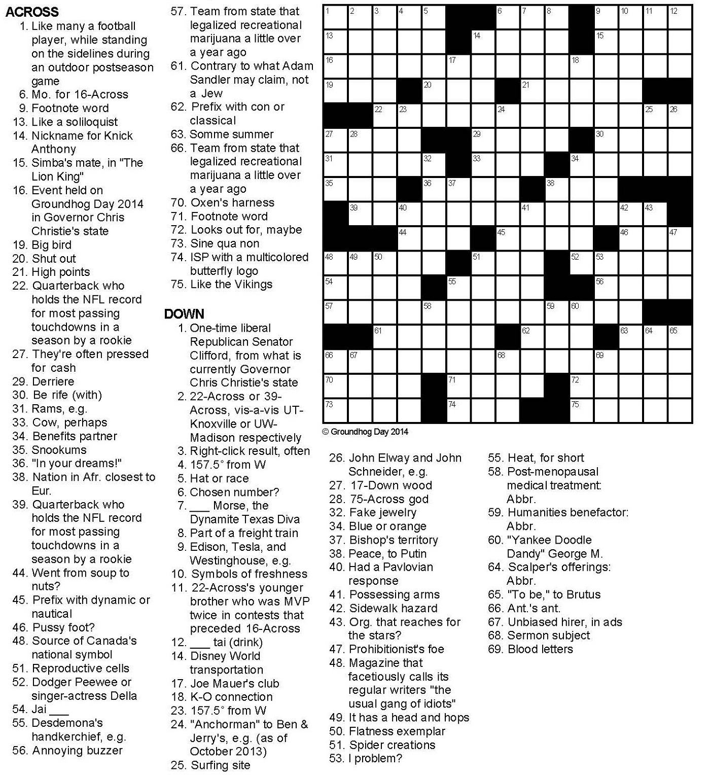 Hard Printable Crossword Puzzles