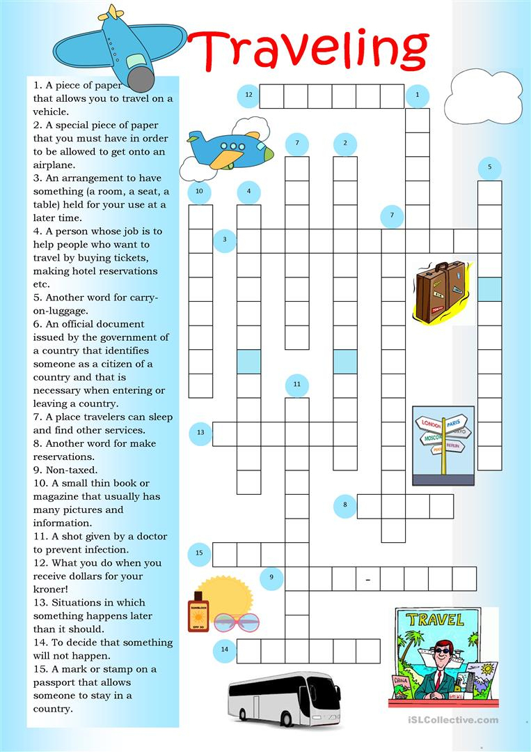 Esl Crossword Puzzles For Adults Printable