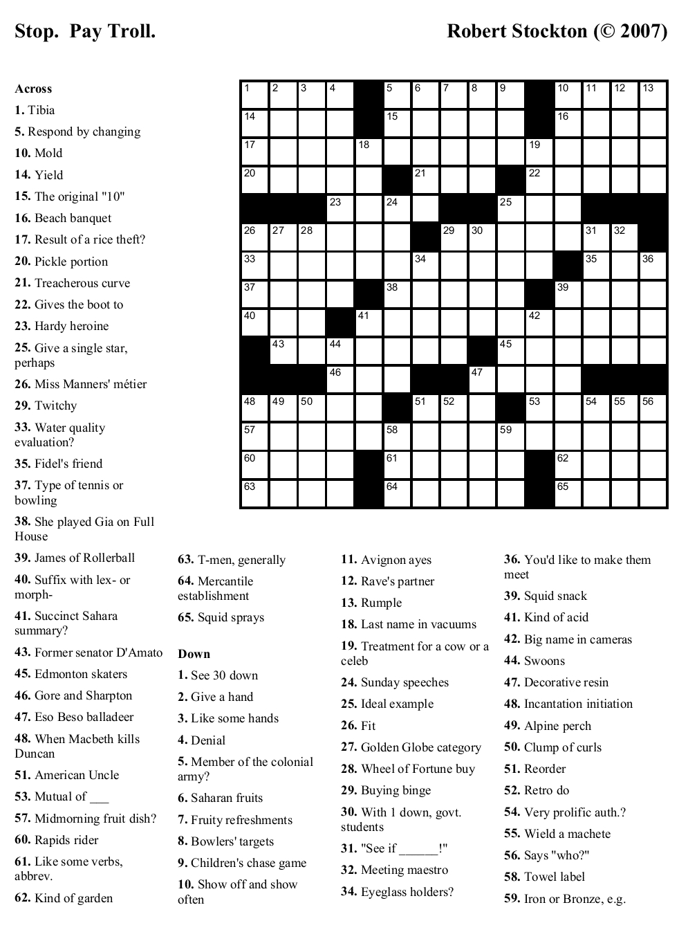 Intermediate Crossword Puzzles Printable