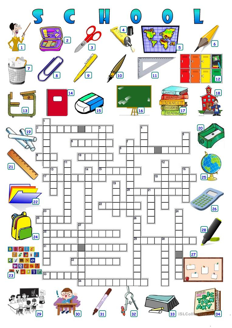 Crossword Puzzle For Primary School