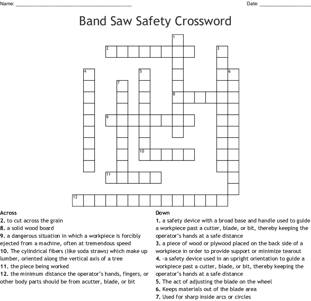 Table Saw Crossword WordMint
