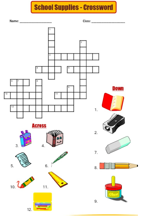 Crossword Puzzle For Primary School With Answers
