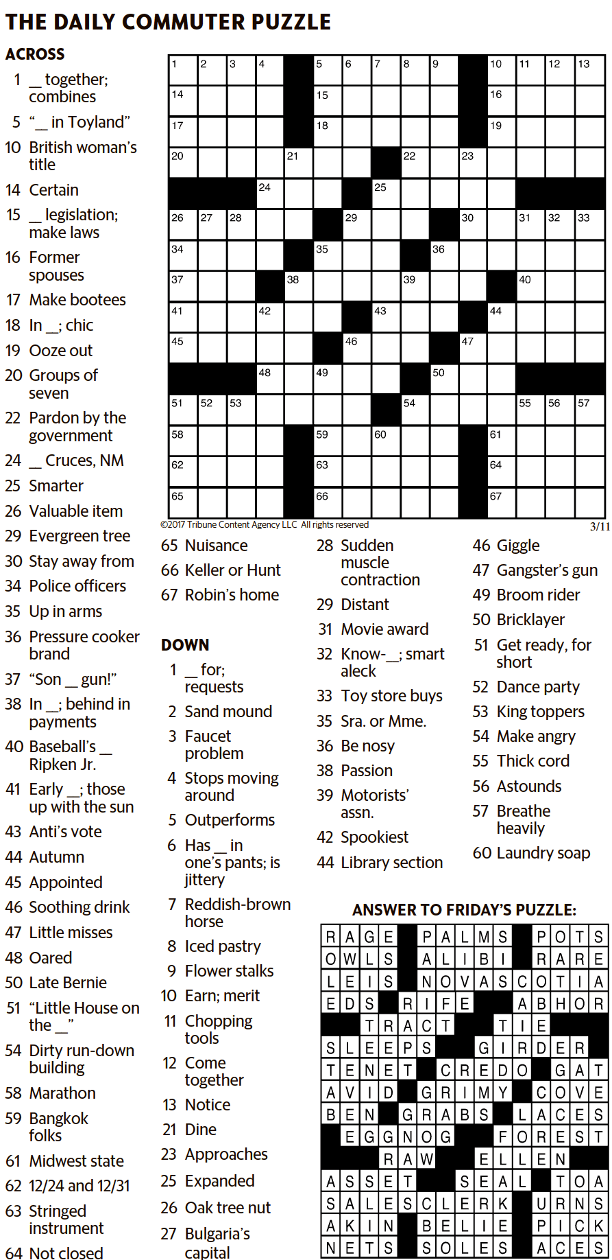 Kansas City Star Crossword Printable