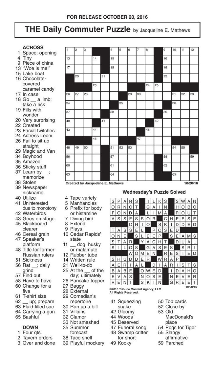 The Daily Commuter Crossword Puzzle Printable 2023 Calendar Printable