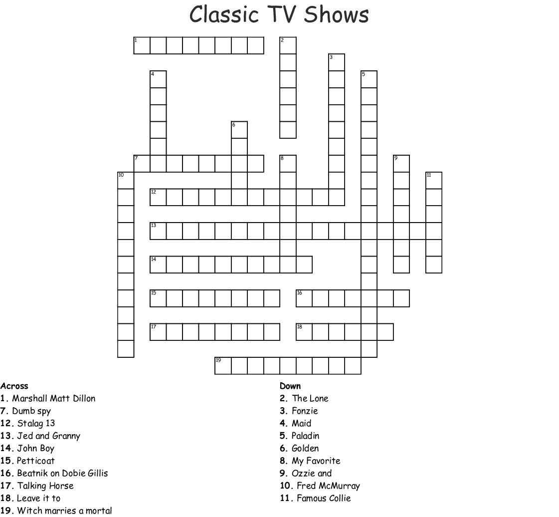 Tv Crossword Puzzles Printable