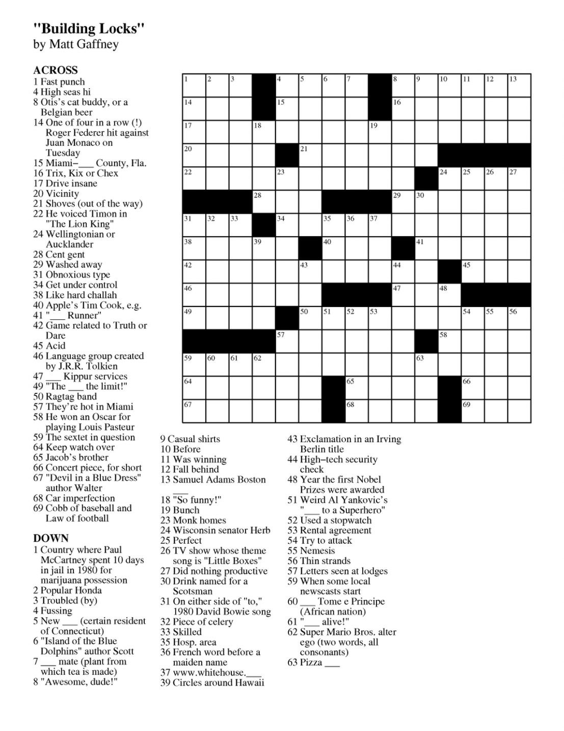 Crossword To Print