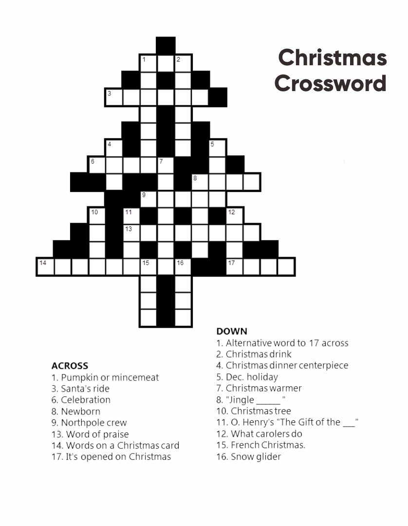 Christmas Crossword Printables For Adults