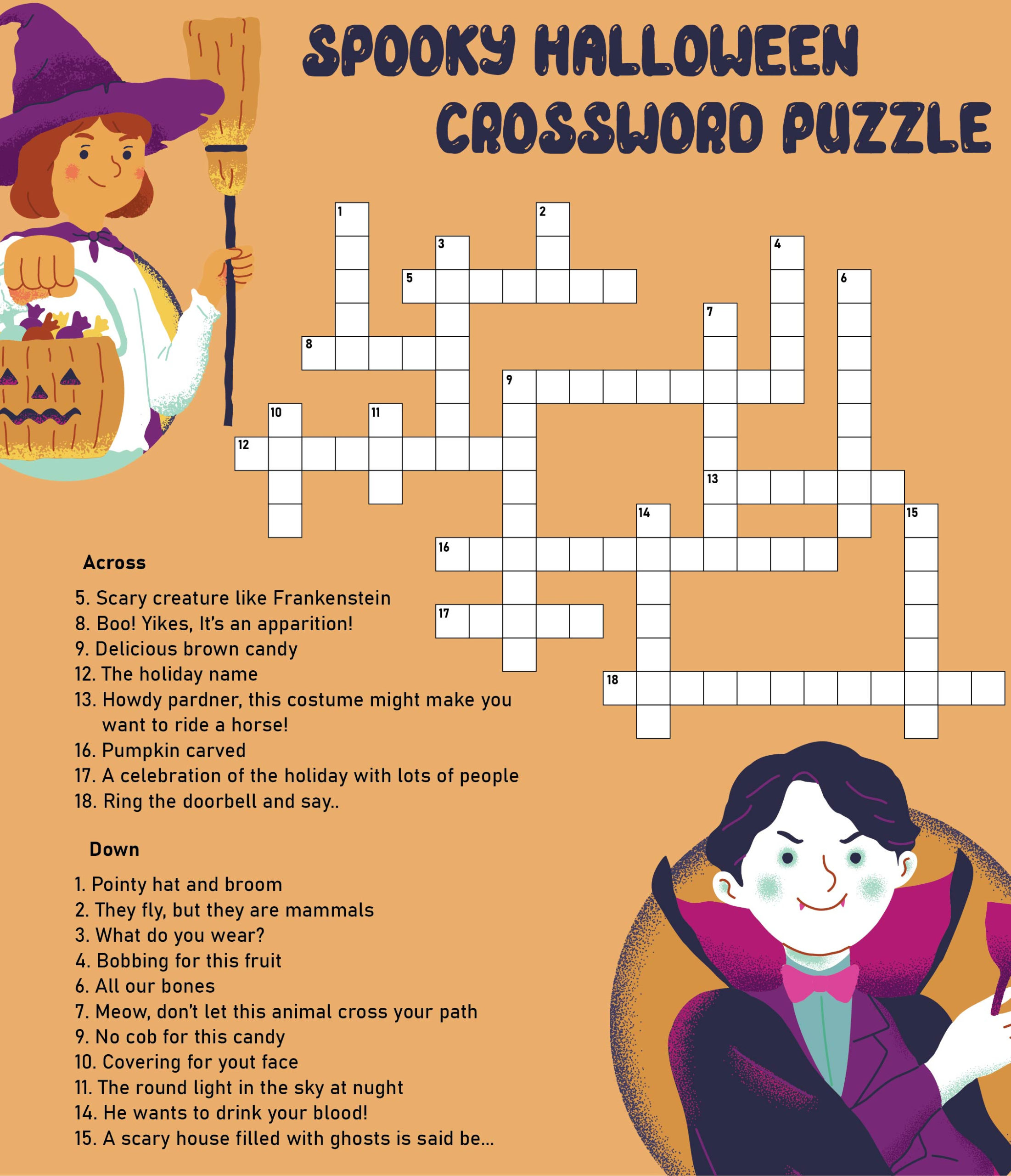 Halloween Crossword Puzzle Printable Pdf