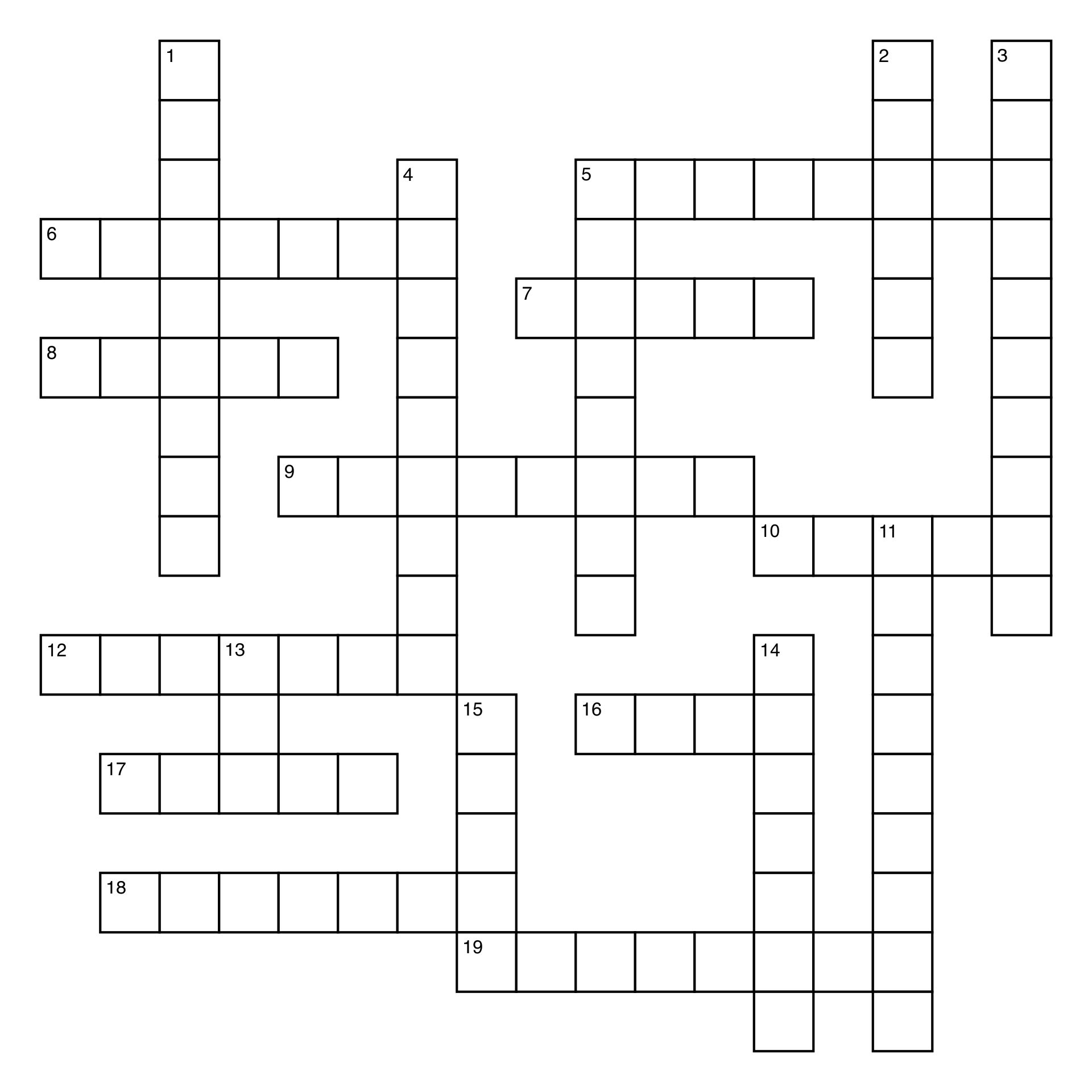 Crossword Puzzle Template Printable