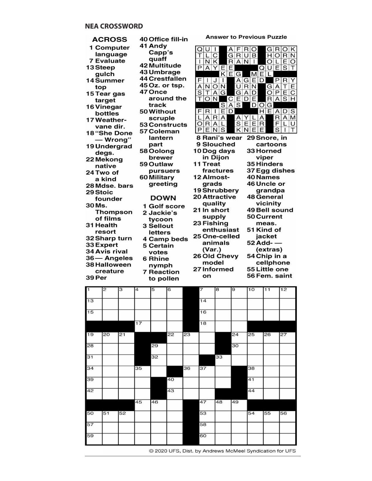 Austin American Statesman Crossword Puzzle Printable