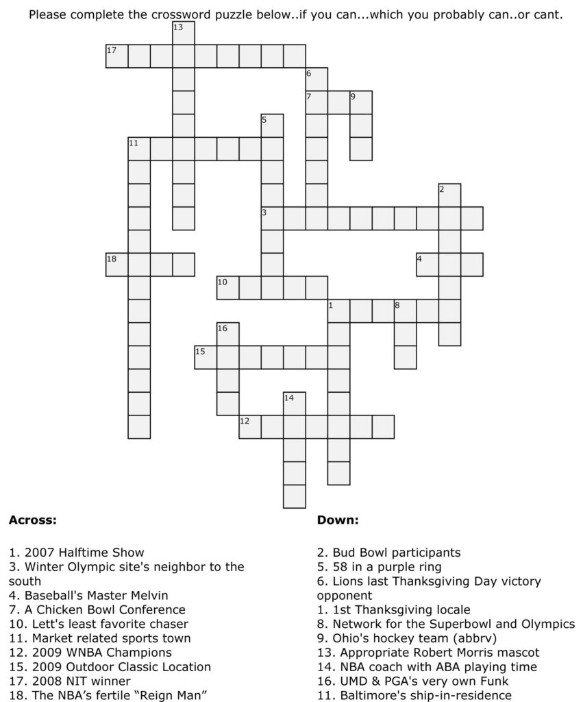 9 Best Photos Of Nfl Crossword Puzzle Printable Nfl