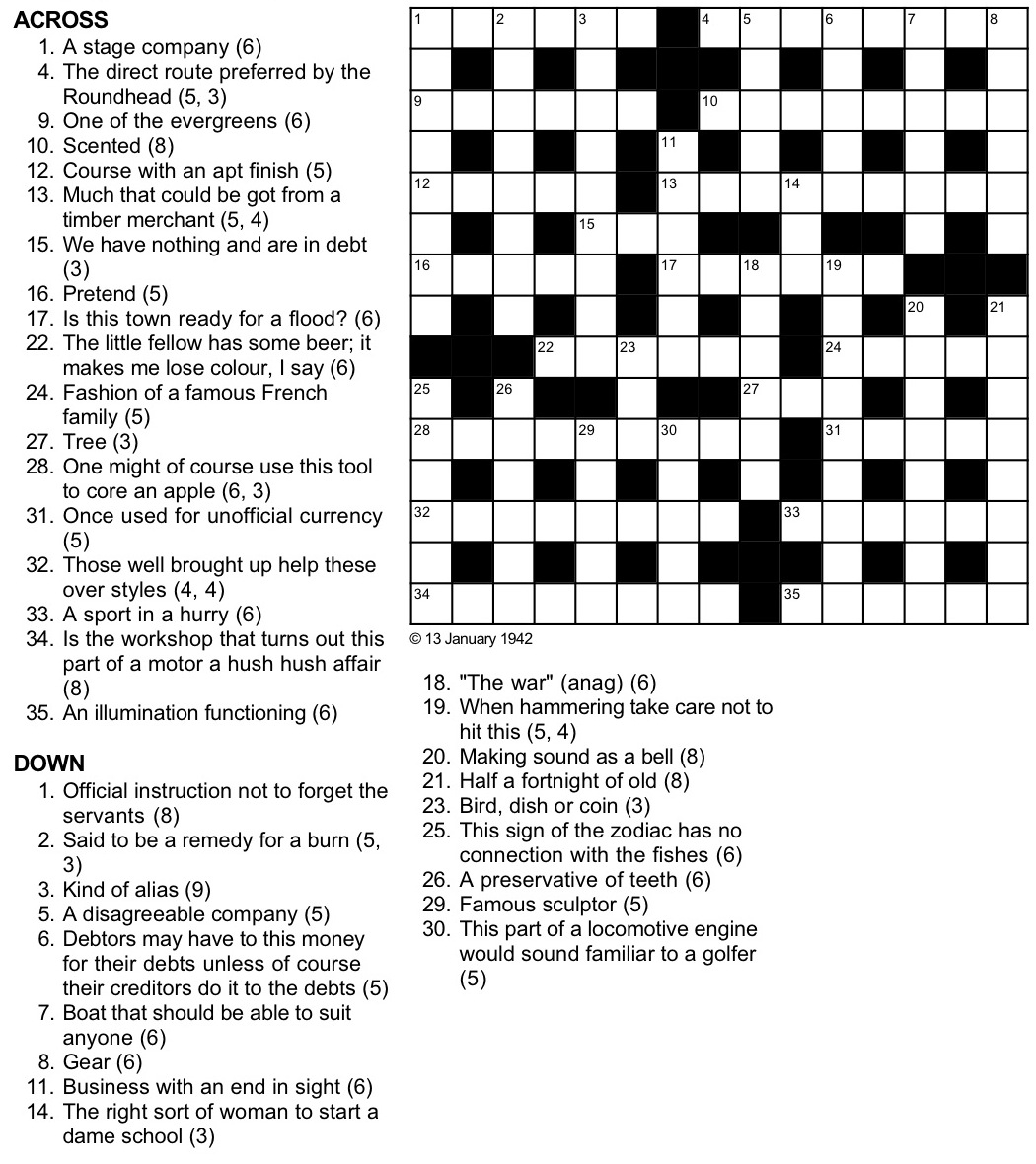 Daily Telegraph Cryptic Crossword Printable