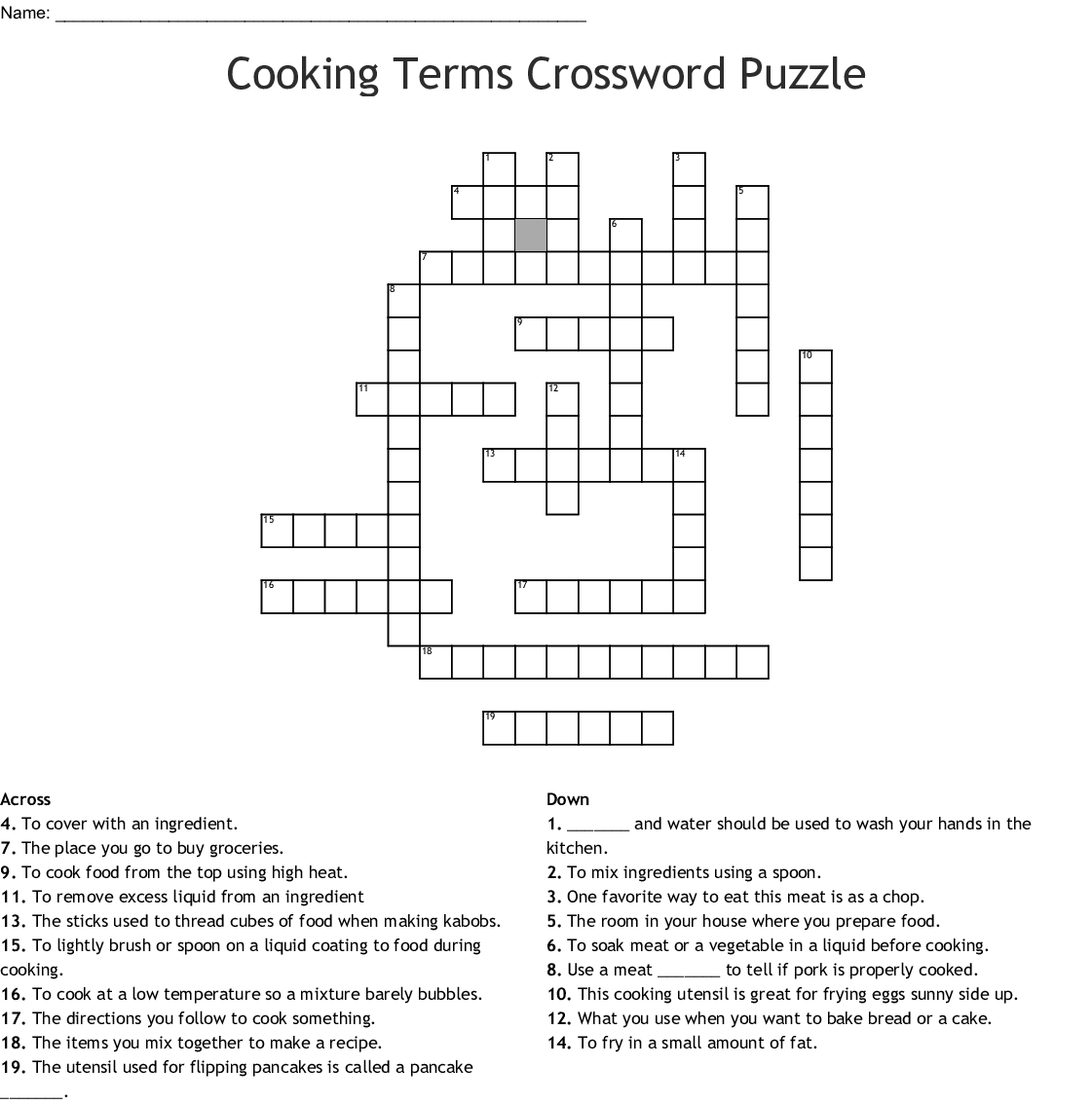 Cooking Crossword Puzzles Printable Printable Crossword Puzzles Online
