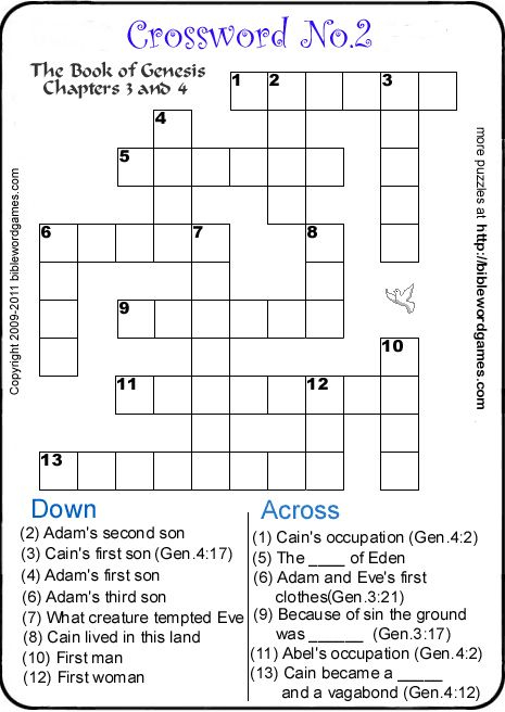 Children's Bible Crossword Puzzles Printable