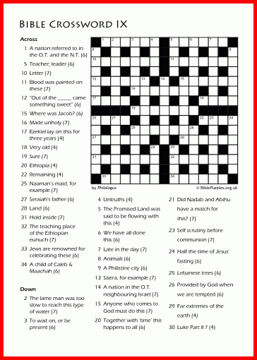 Books Of The Bible Crossword Puzzles Printable