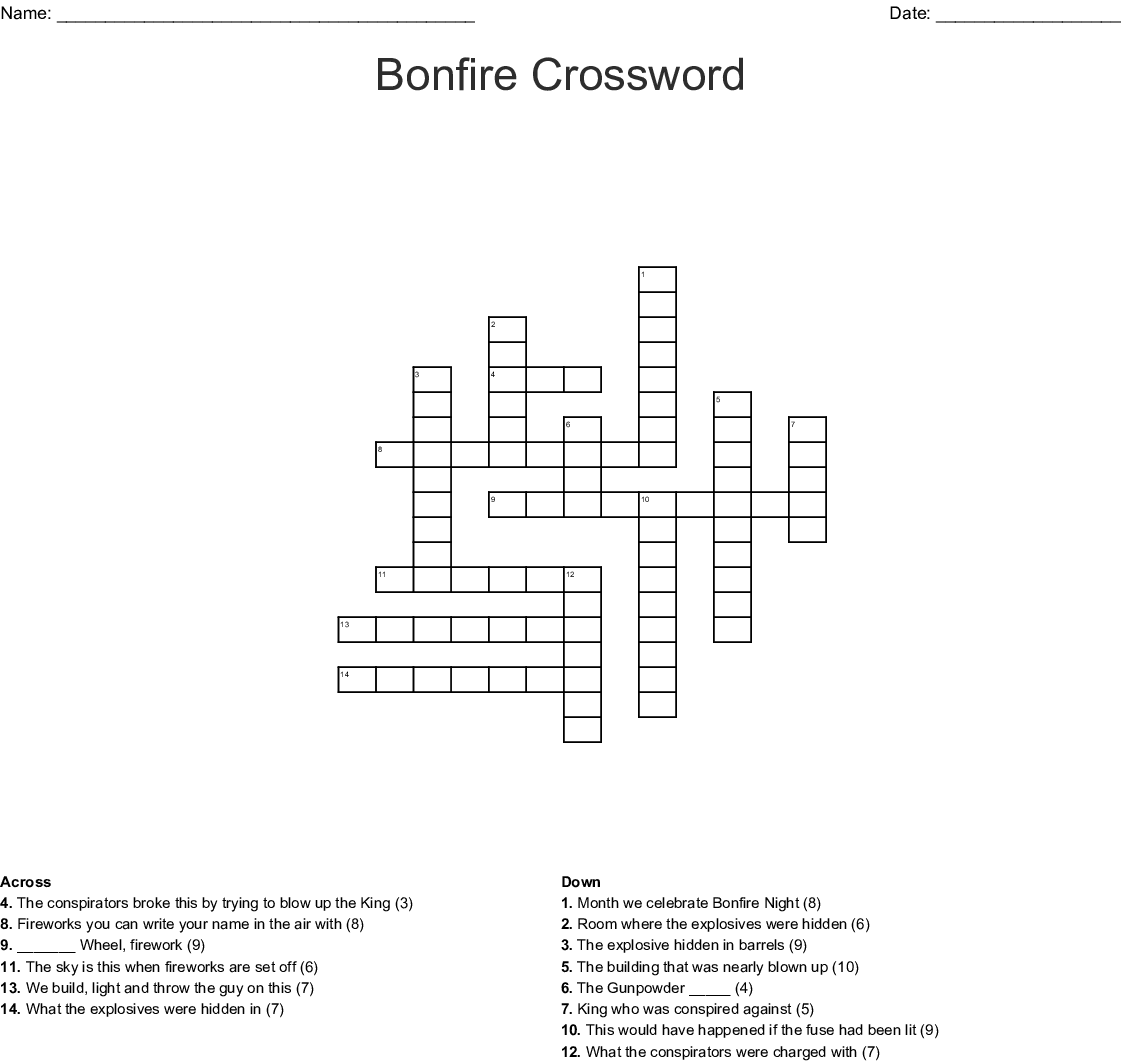 Bonfire Night Crossword Printable