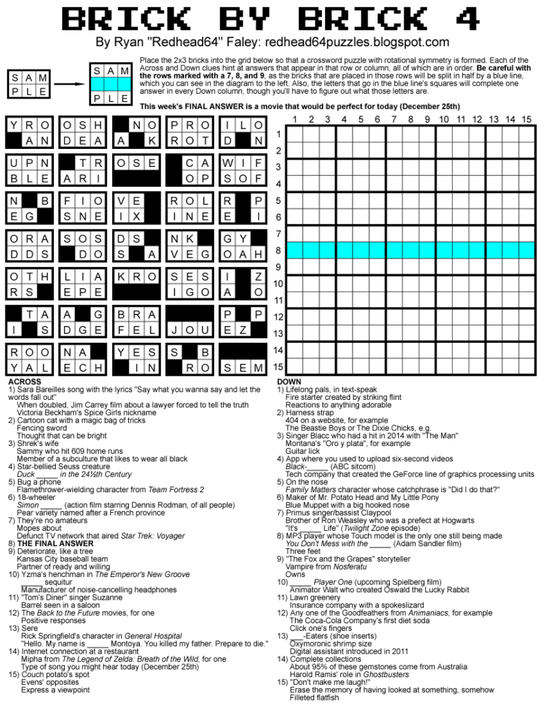 Brick By Brick Crossword Puzzles Printable Printable