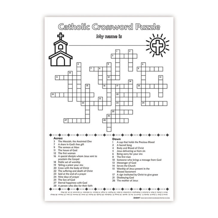 Catholic Crossword Puzzle Poster 50 Pk Printable Crossword Puzzles Online