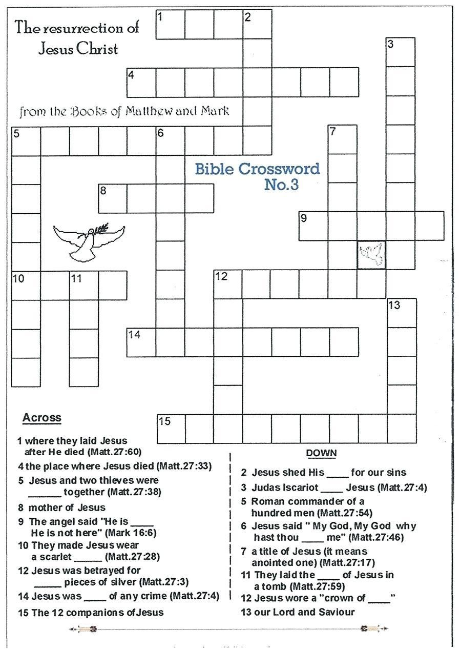 Crossword Bible Puzzles Printable