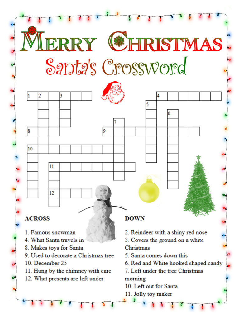 Christmas Crossword Printable Printable Template Free
