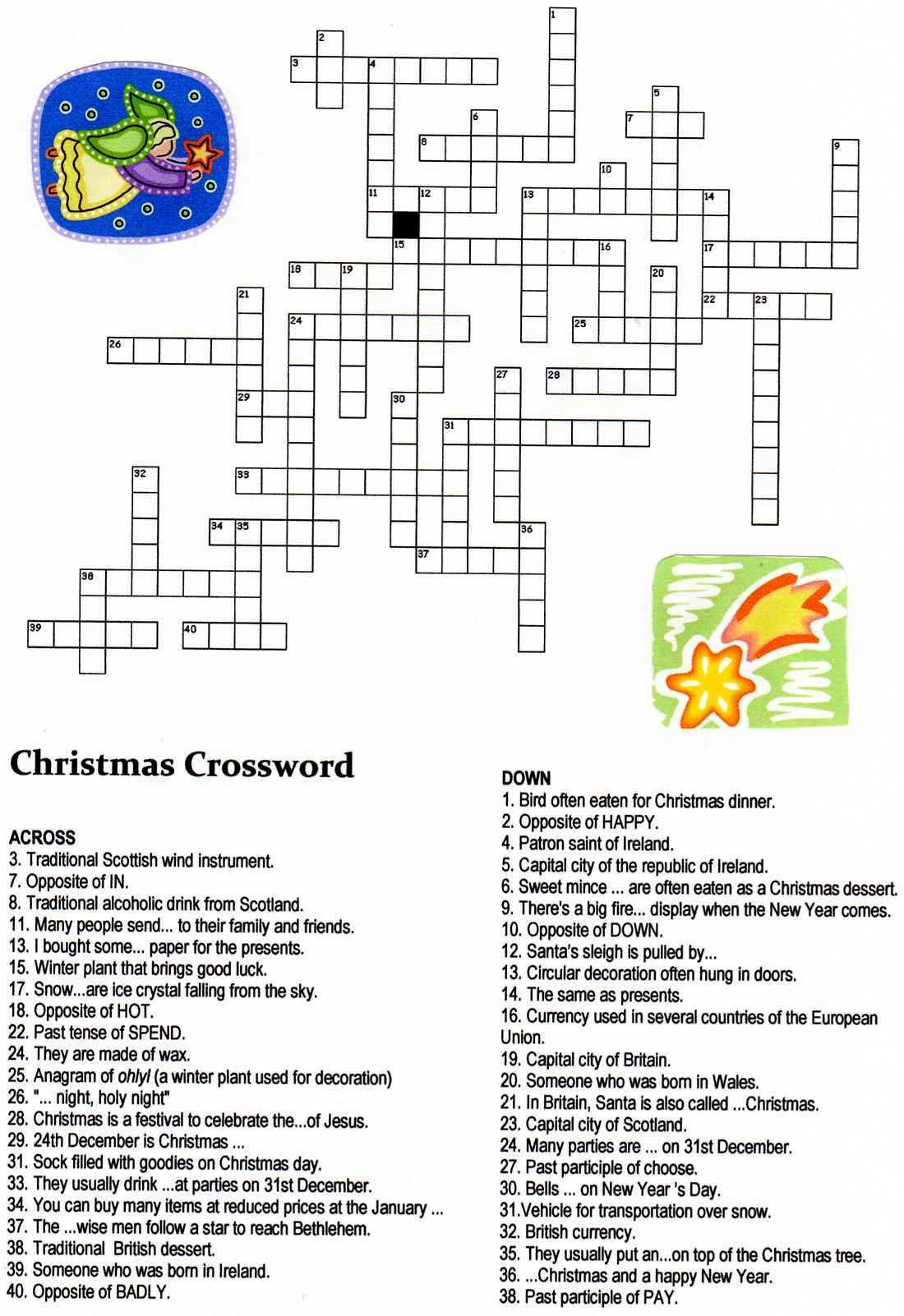 Free Printable Christmas Crossword Puzzles For Middle School