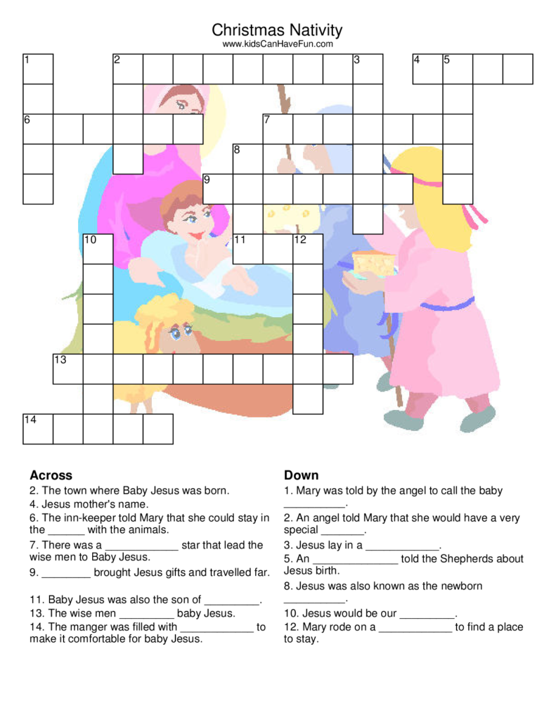 Christmas Nativity Crossword Christmas Crossword Puzzles