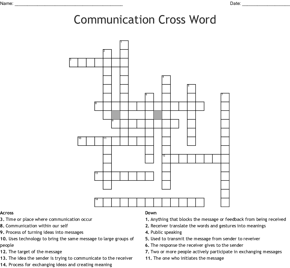 Printable Communication Crossword Puzzle