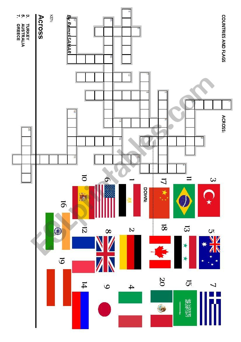 Countries Crossword Puzzle Printable