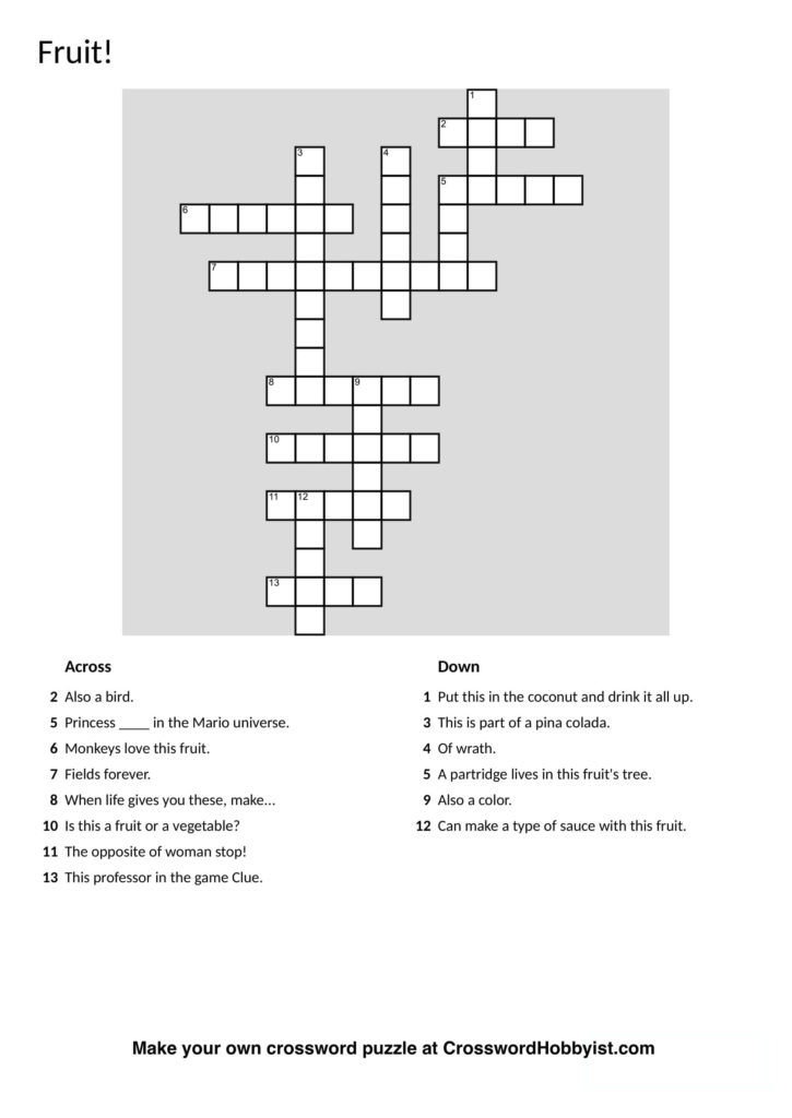 Create Your Own Crossword Puzzle Printable Printable