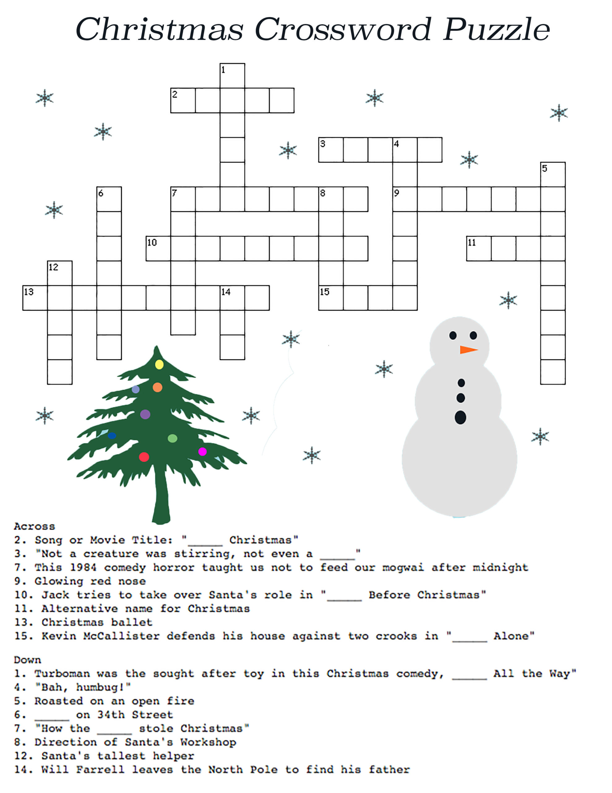 Holiday Crossword Puzzles Printable