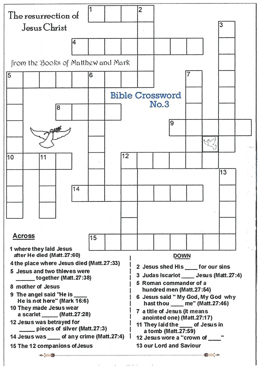 Church Crossword Puzzles Printable