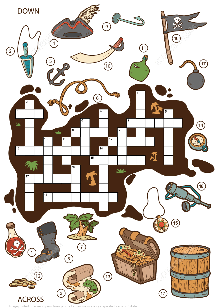 Pirate Crossword Puzzle Printable