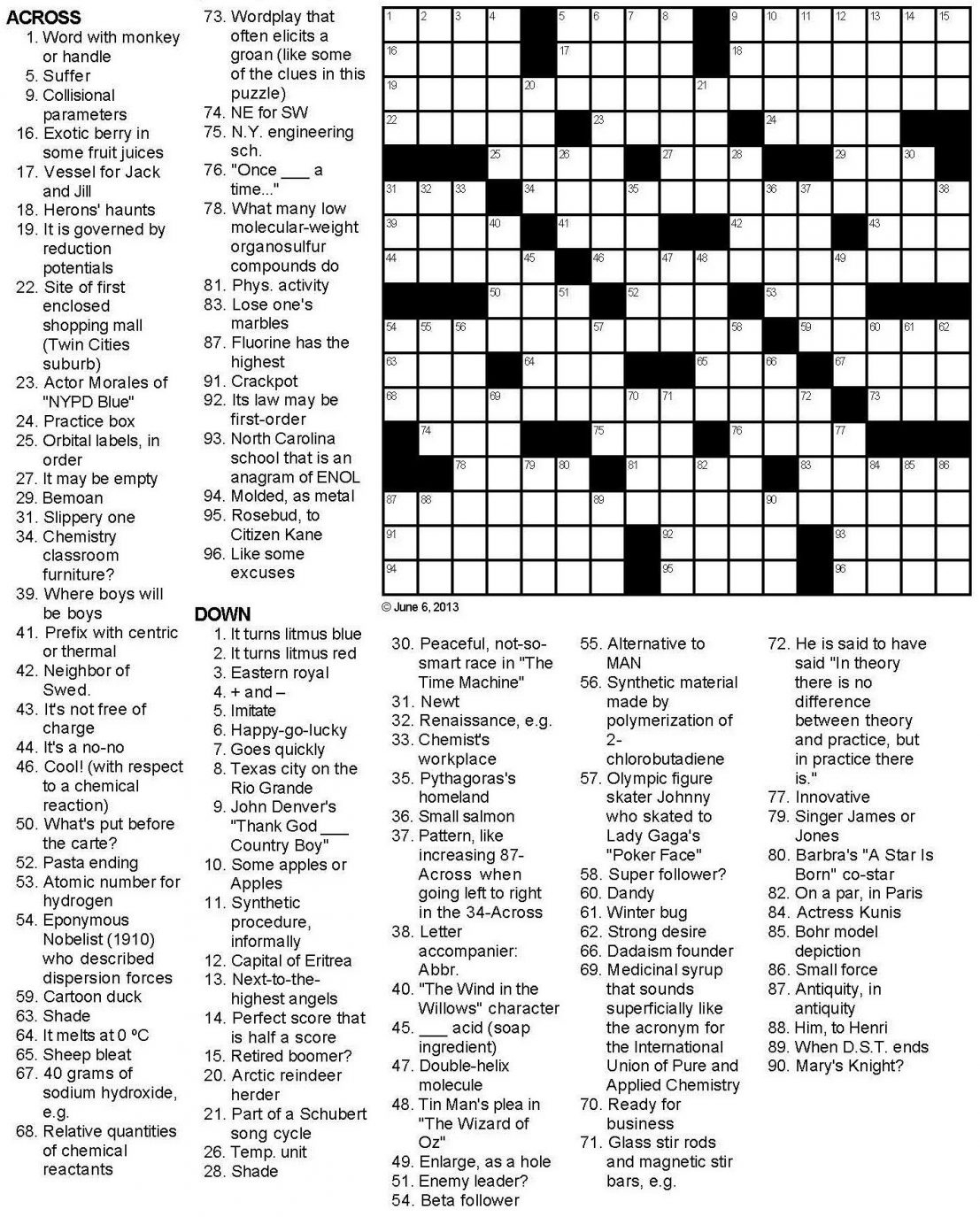 High School Printable Crossword Puzzles