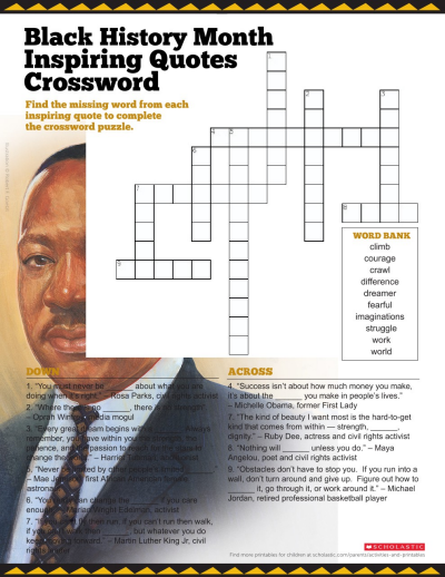 Black History Crossword Puzzle Printable Pdf