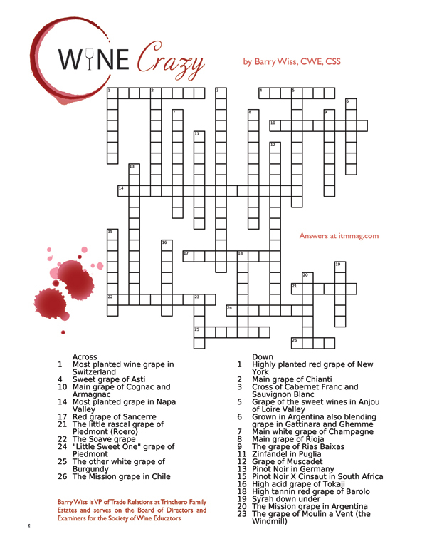 Wine Crossword Puzzles Printable