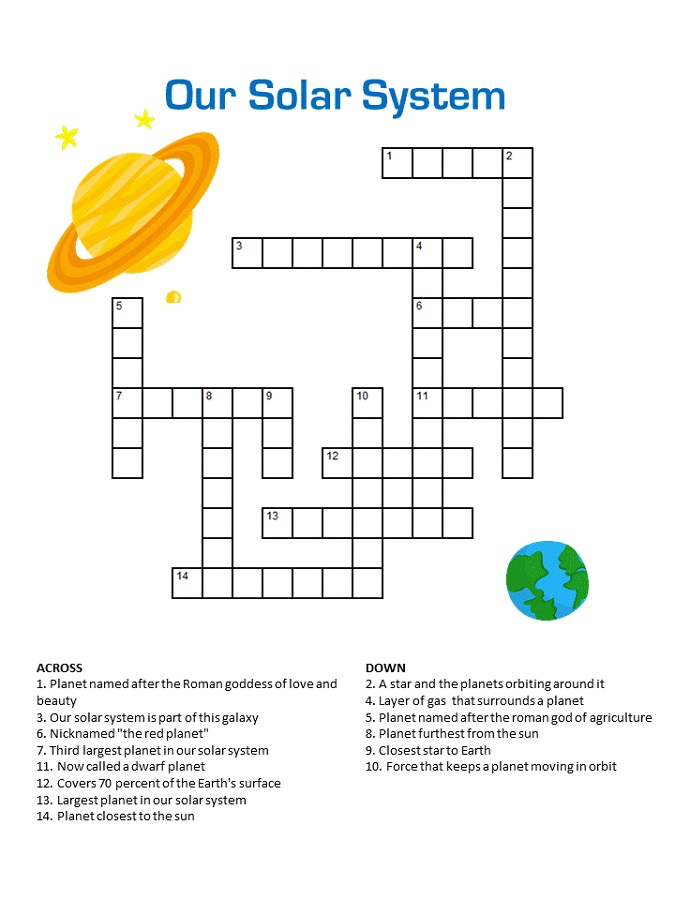 Astronomy Crossword Puzzle Printable