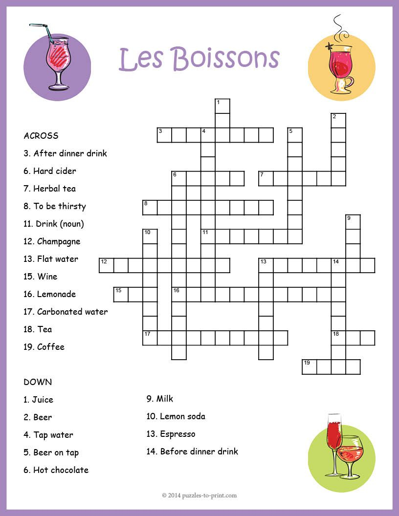 French Crosswords Printable