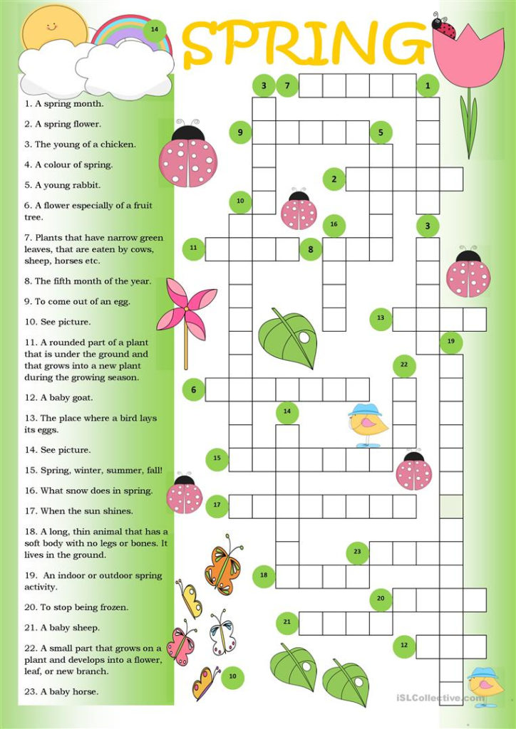 Crossword Spring Worksheet Free ESL Printable Worksheets