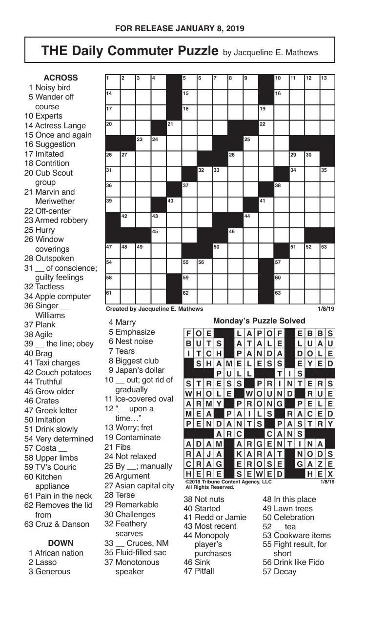 Tv Guide Crossword Printable