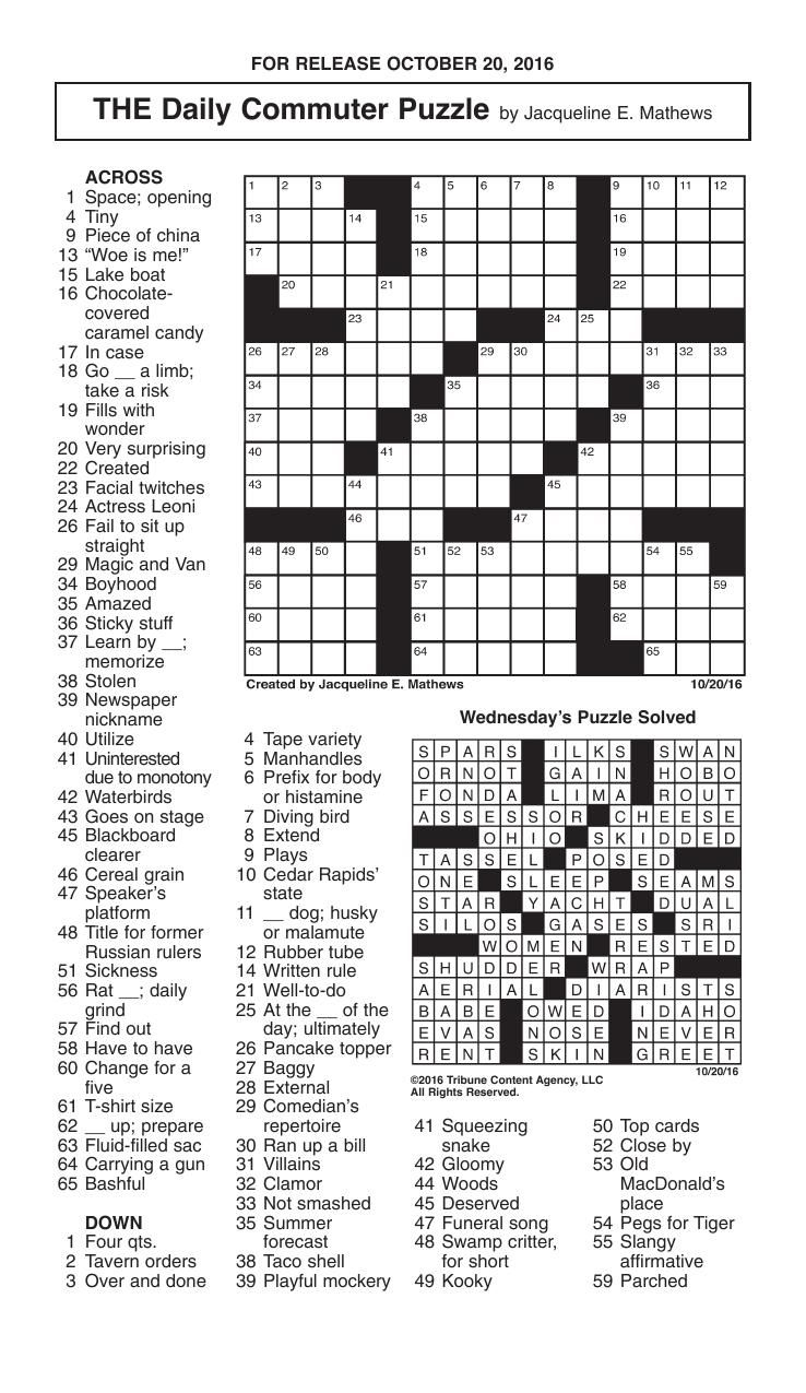 Printable Mini Crossword Puzzles