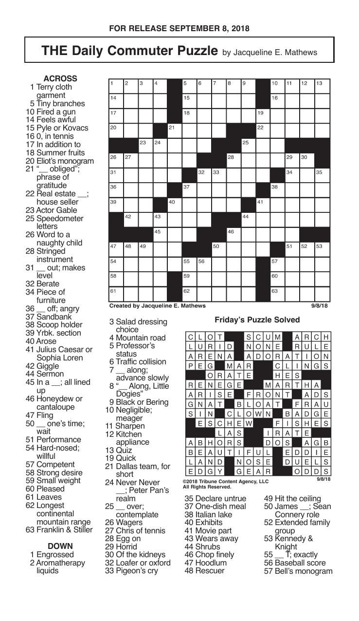 Crossword Puzzle Usa Today Printable