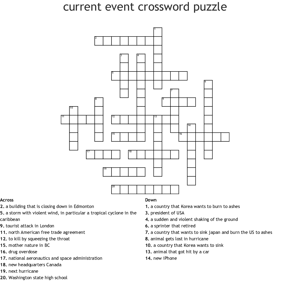 Current Events Crossword Puzzle Printable