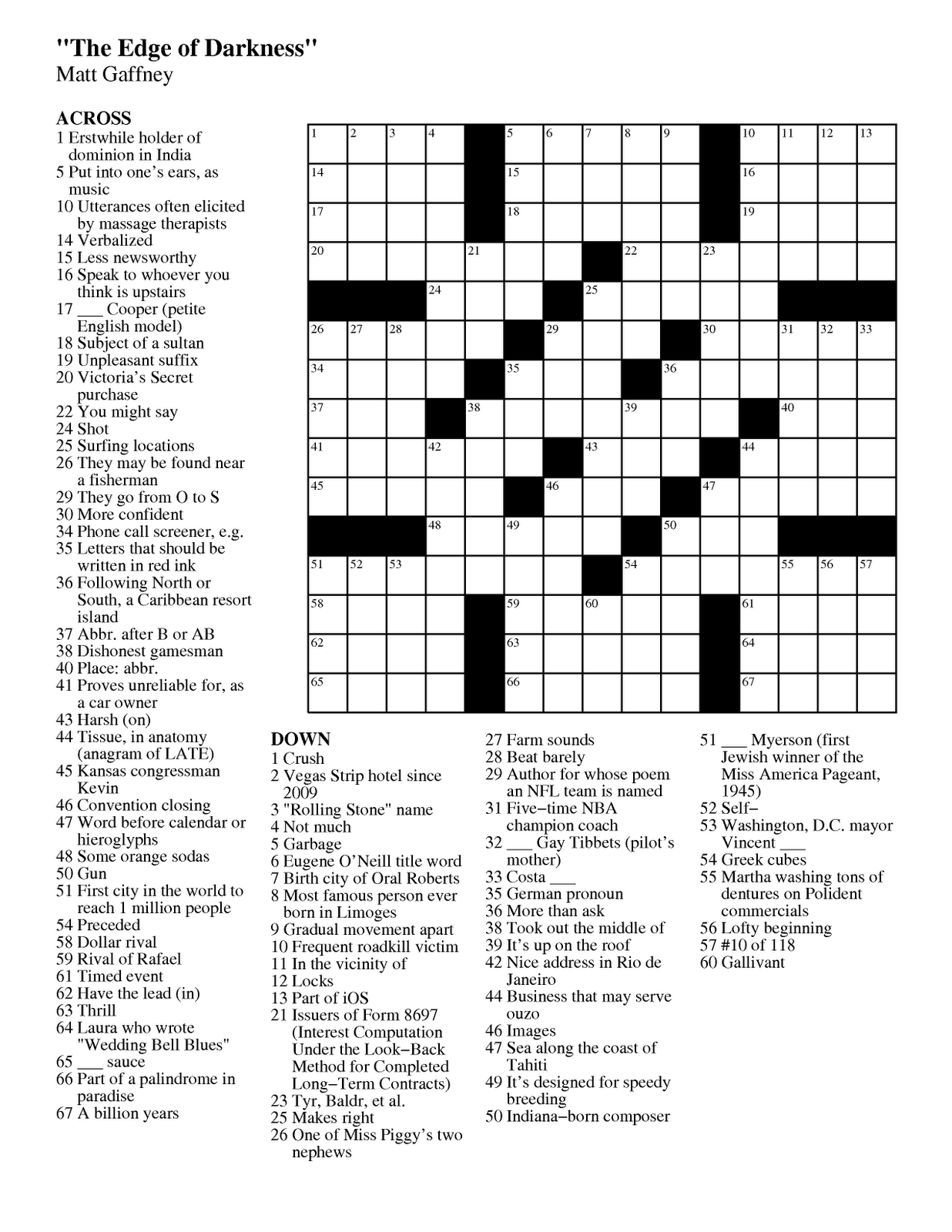 Tennessean Crossword Puzzles Printable