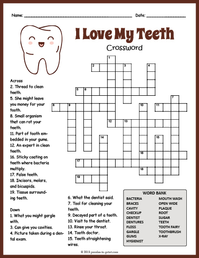 Dental Health Crossword