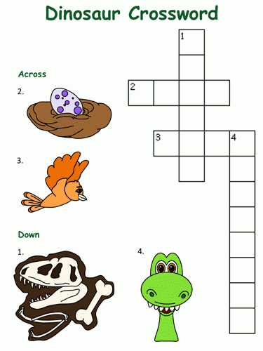 Dinosaur Crossword Puzzles